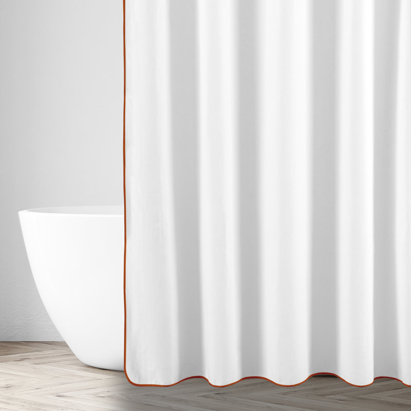Bodrum Shower Curtain, White/Clementine