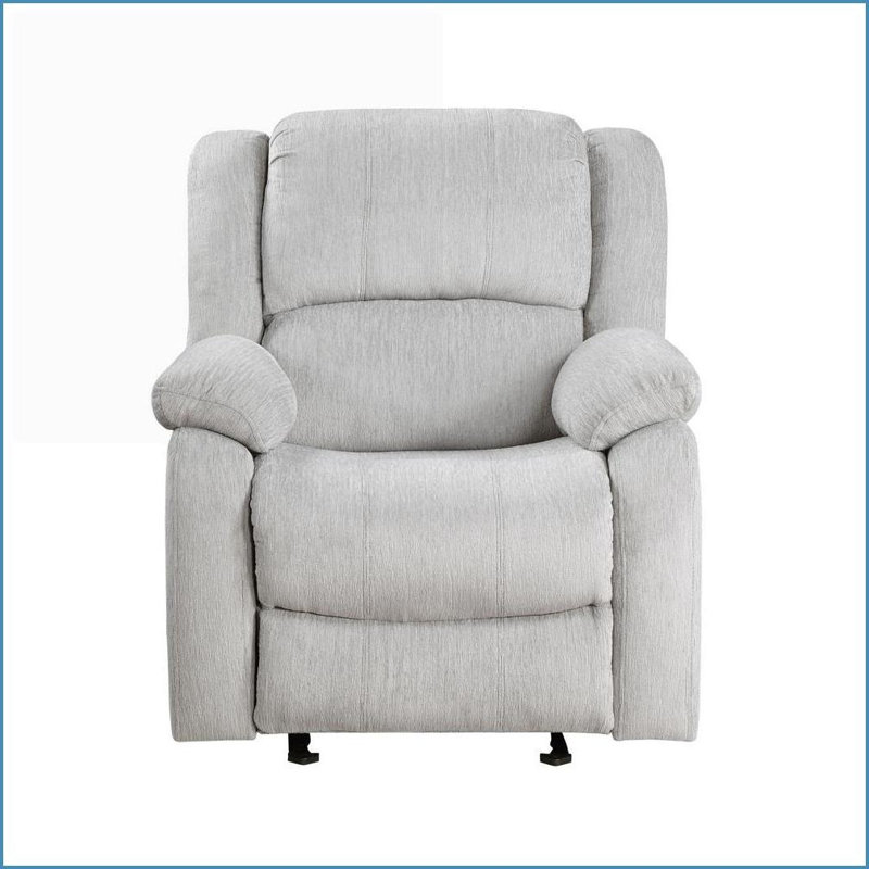 Fauteuil inclinable oscillant inclinable en chenille gris moderne avec accoudoirs à plateau-coussin Structure en bois massif | Gris | Bois massif