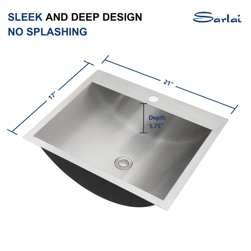 Sarlai 17'' Stainless Steel Rectangular Bathroom Sink