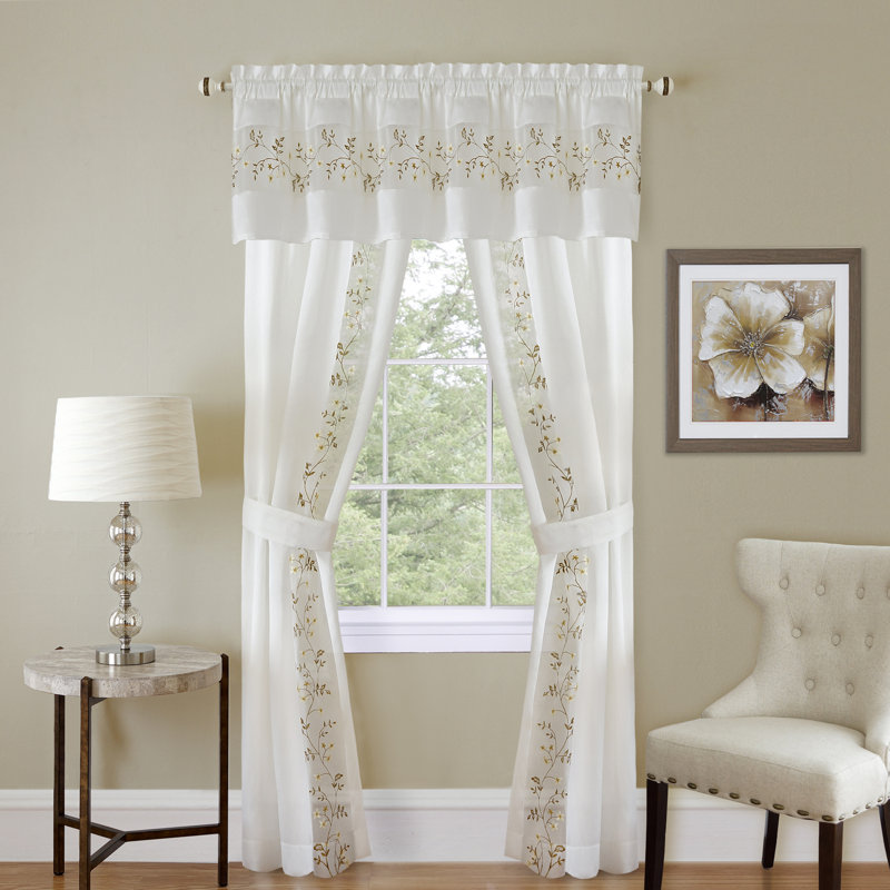 Shipley Semi Sheer Curtain Pair, 55" W x 84" L, White