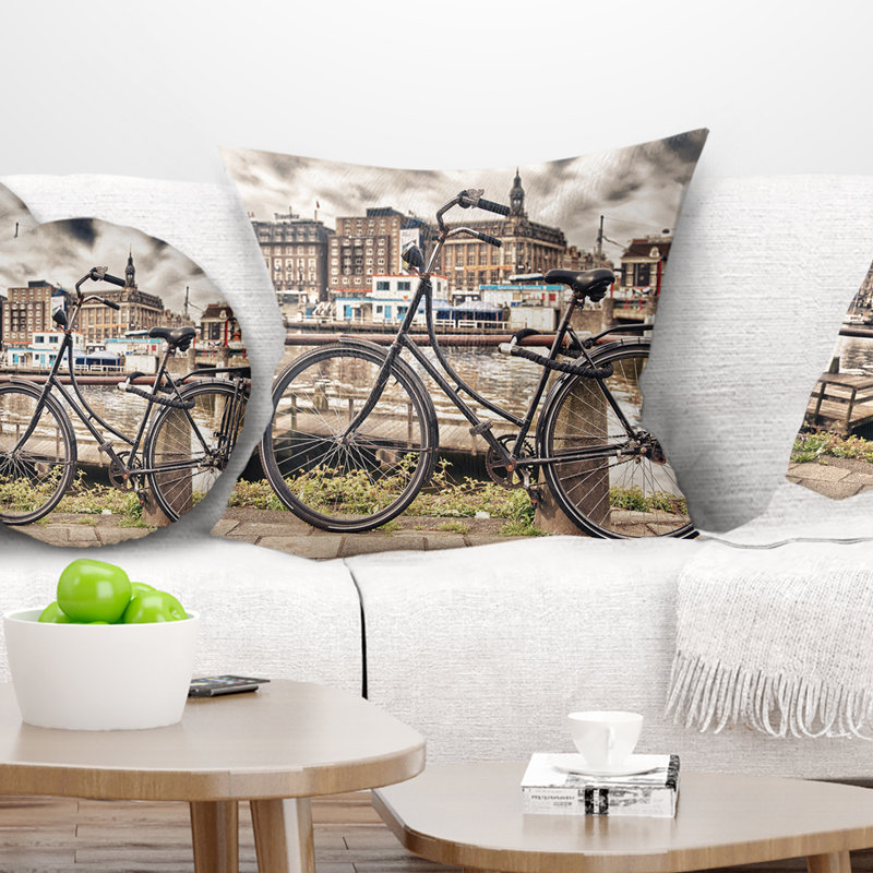 Coussin lombaire à vélo Cityscape, 16 po x 16 po, Carré