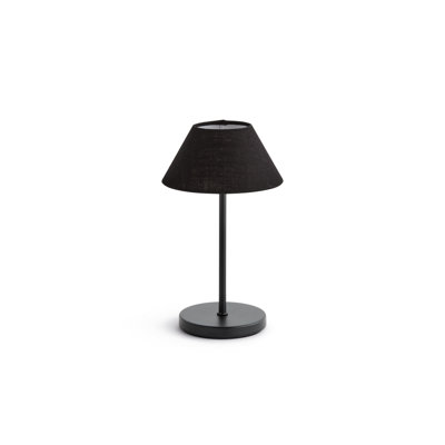 Black Linen Alluna Cordless Lamp Linen Shade 10"
