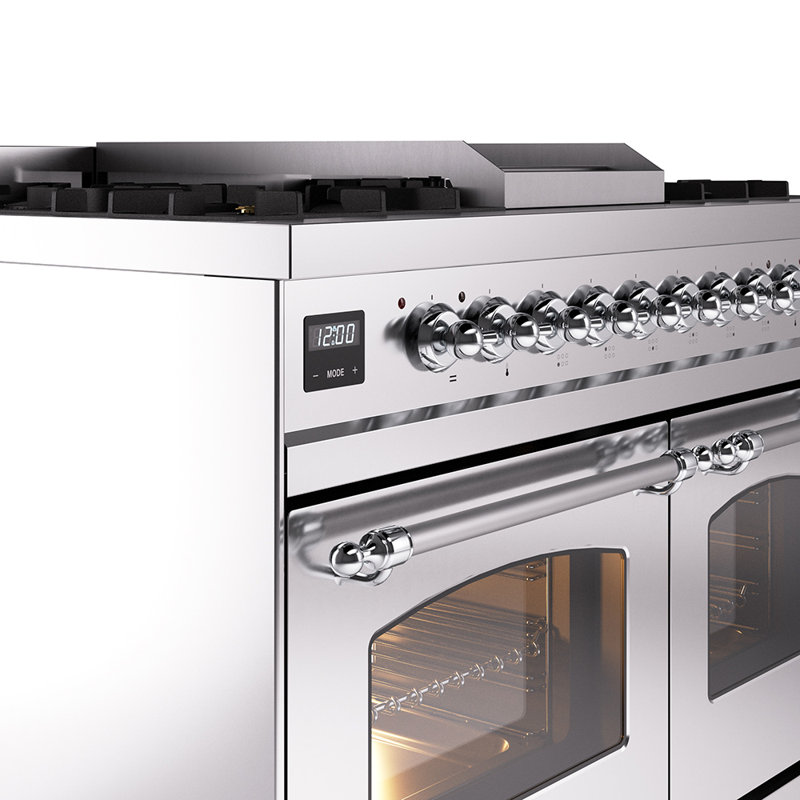 ILVE Nostalgie II 40 in Dual Fuel Range, Liquid Propane, Glossy Black/Chrome