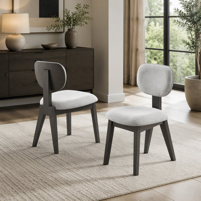 Ensemble de salle à manger Venezia 7 pièces ovale de 80 po en chêne gris avec double piétement et chaises rembourrées en tissu gris pâle