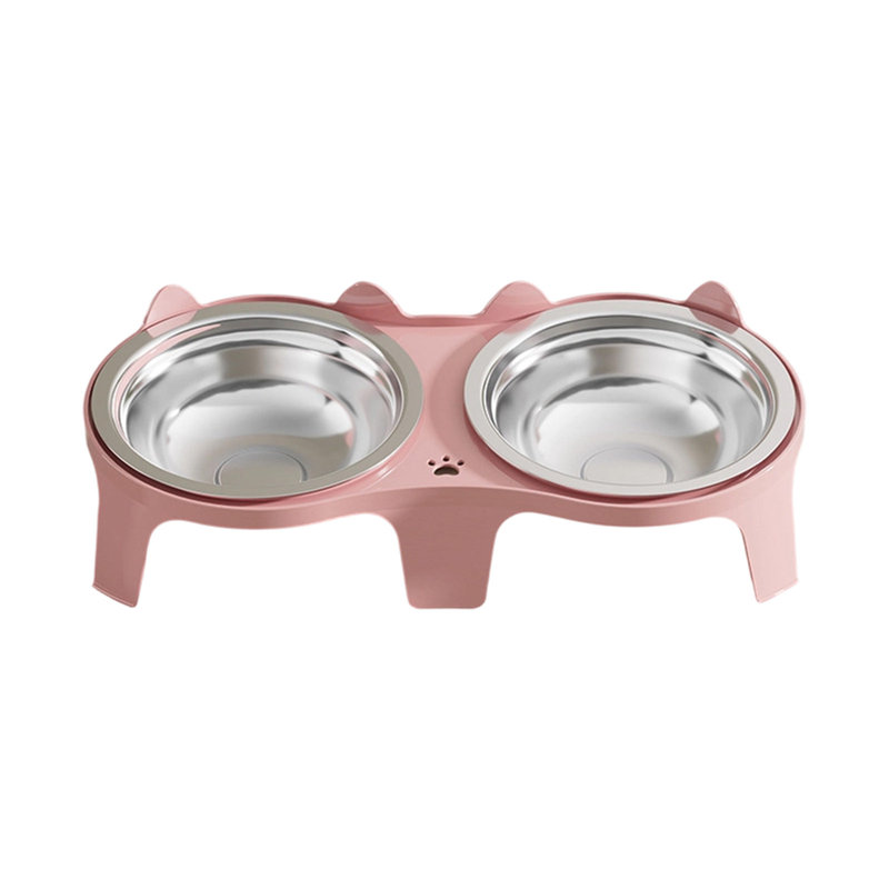 Bol pour animal de compagnie incliné antidérapant en fer, Pink