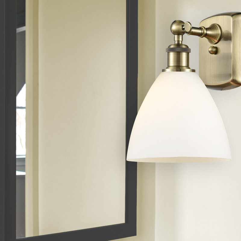 Shauna Armed Sconce, Matte White, Antique Brass, Incandescent