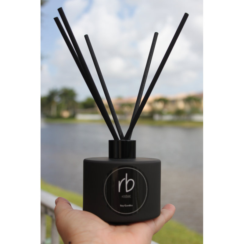 Diffuseur de roseaux parfumés Black Sea - Parfum d'ambiance de luxe Deep Ocean, bouteille en verre noir moderne de 6 oz, longue durée de 12 à 16 semaines.