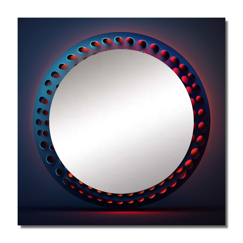 New Balance Deep Blue Deep Space Red Mandala II - Geometric Large Square Mirror For Wall Art Decor, 36" x 36"