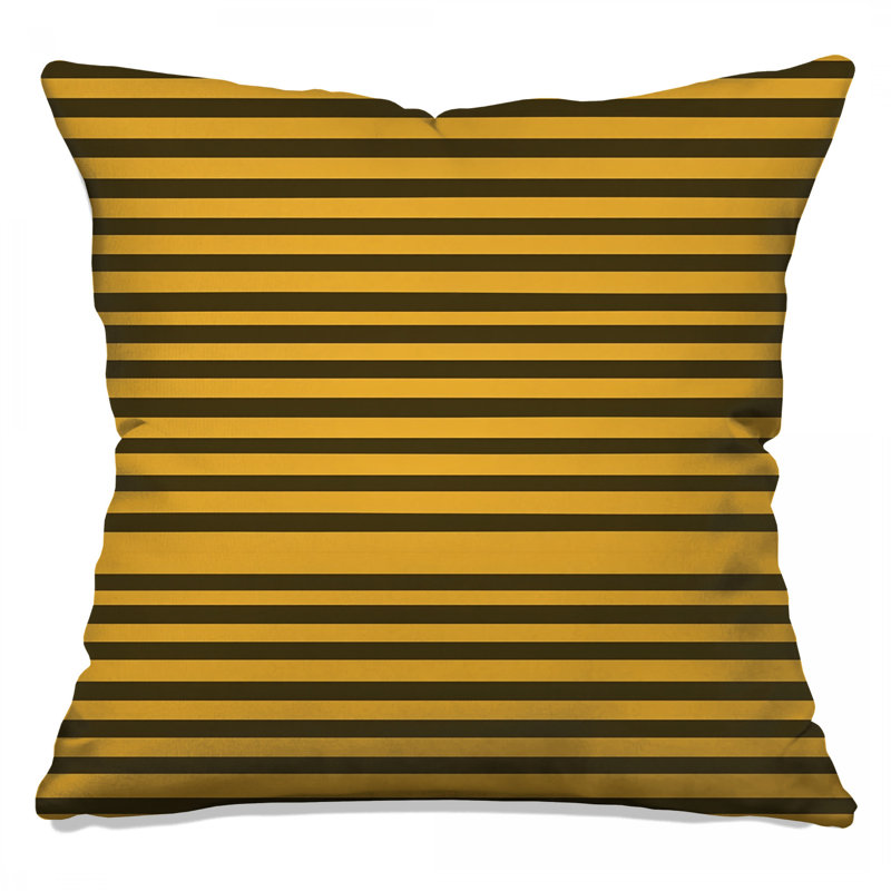 Black Yellow Stripes Throw Pillow, Pattern Double Sided Pillows, 18 x 18 inches