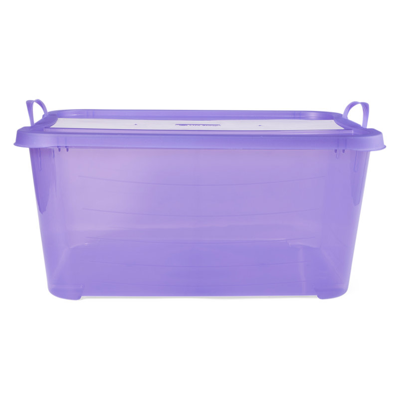 Purple 55 Quart Stackable Plastic Storage Container with Lid