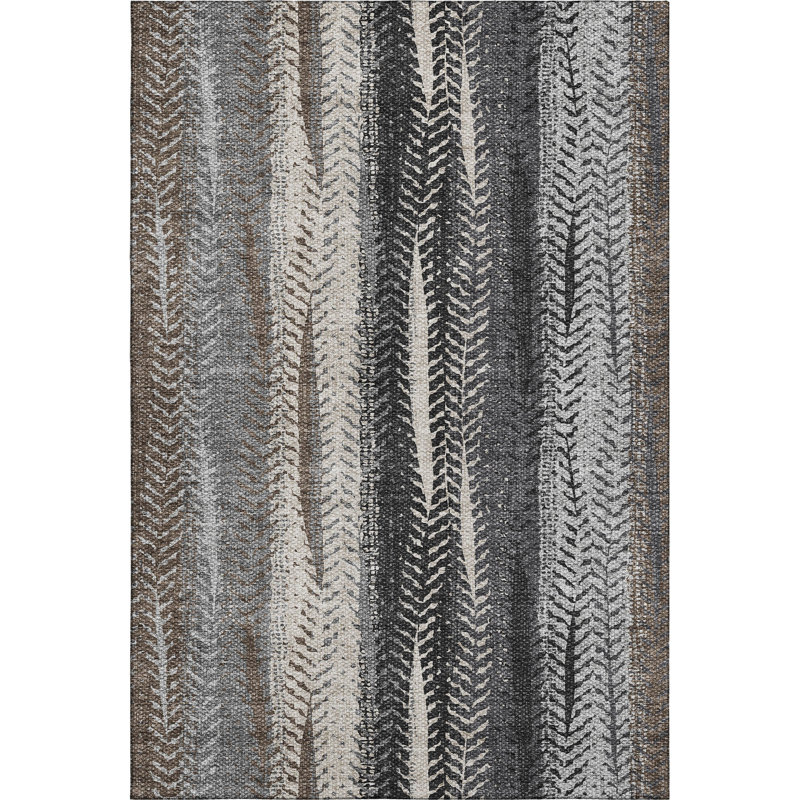 Premium Machine Washable Prisco Brown Rug, Rectangle 5' x 7'6"