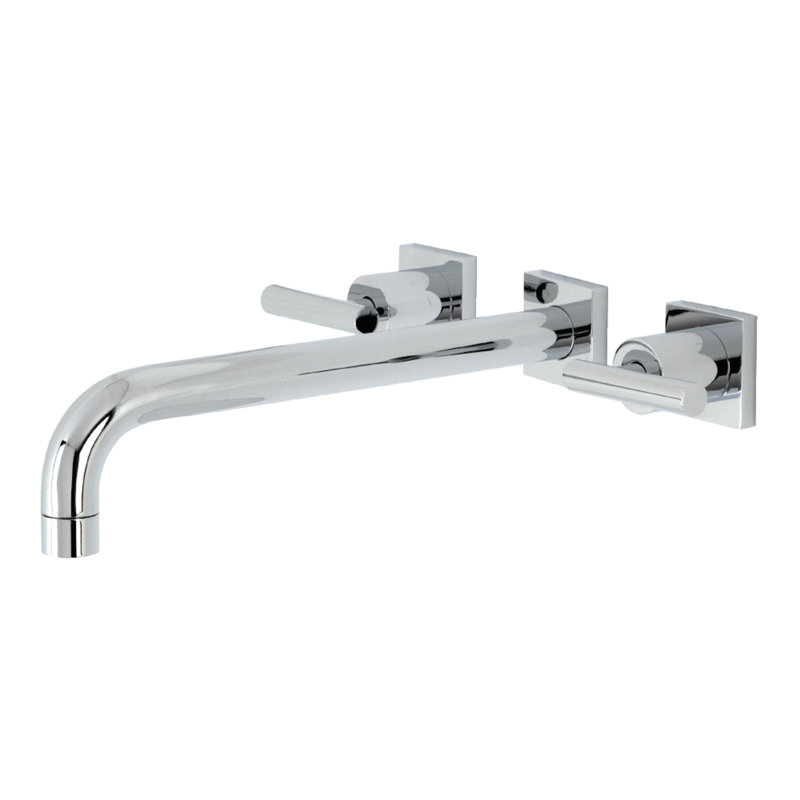Kingston Brass Manhattan Two-Handle 3-Hole Wall Mount Roman Tub Faucet, Polished Chrome