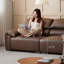 Causeuse-coussin modulaire en similicuir brun-129020910