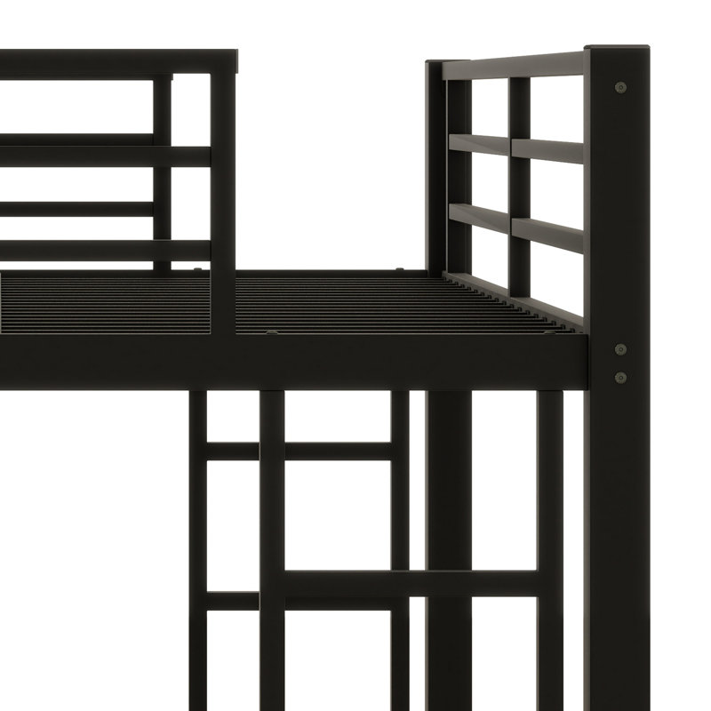 Lit mezzanine en métal avec échelle intégrée et garde-corps, Lit double