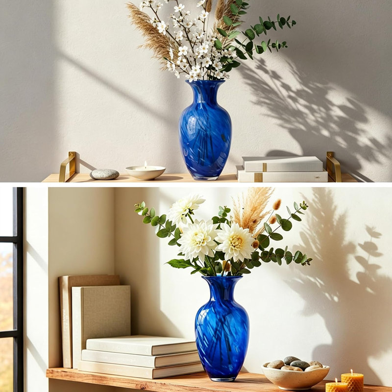Vase en verre, Bleu