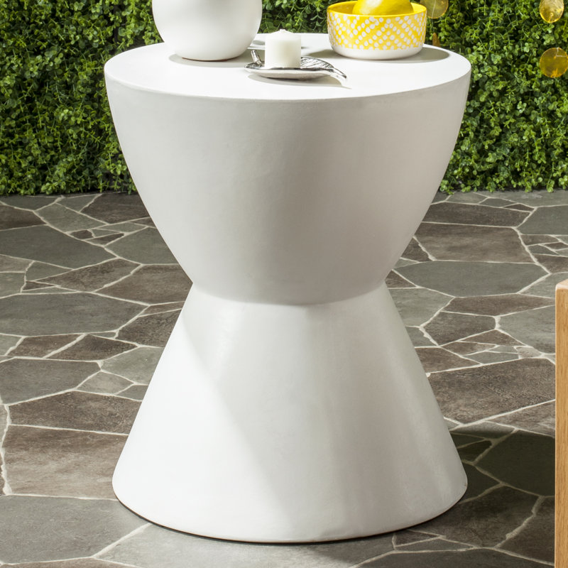 Outdoor Chenai Concrete Accent Table, Ivory