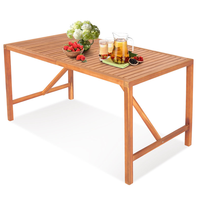 Bylas Rectangular Acacia Outdoor Dining Table With Umbrella Hole , 31.5'' in. W 67'' in. D, 55" W x 29.5" L x 29.5" H