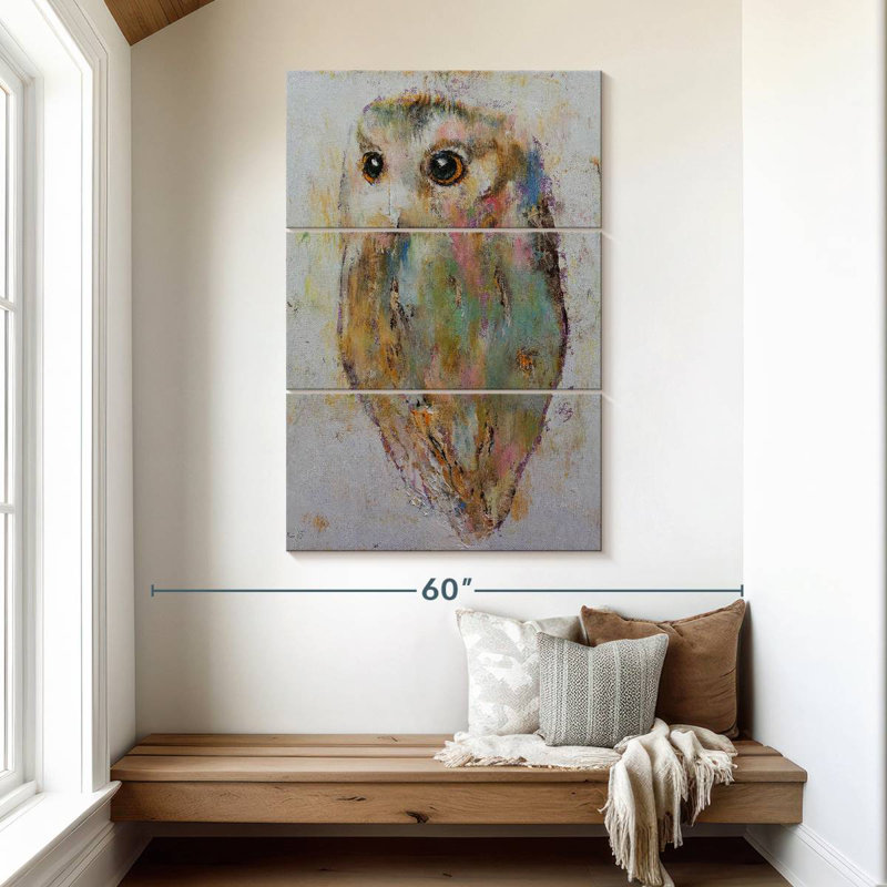 Brampt Pastel Abstract Owl, 50" H x 32" W