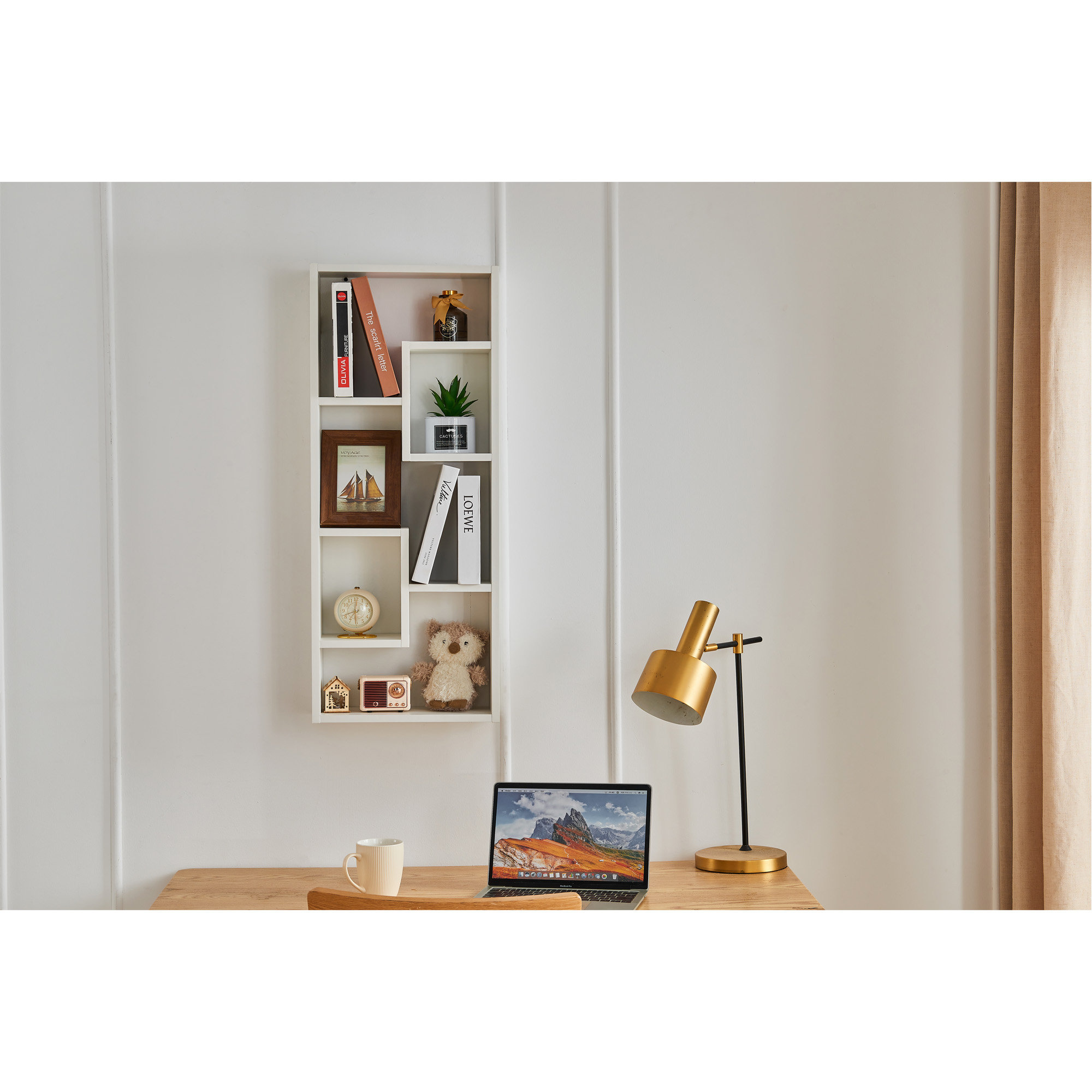 Latitude Run® Bookshelf, Freestanding Wood Open Bookcase With 5 Cubes ...