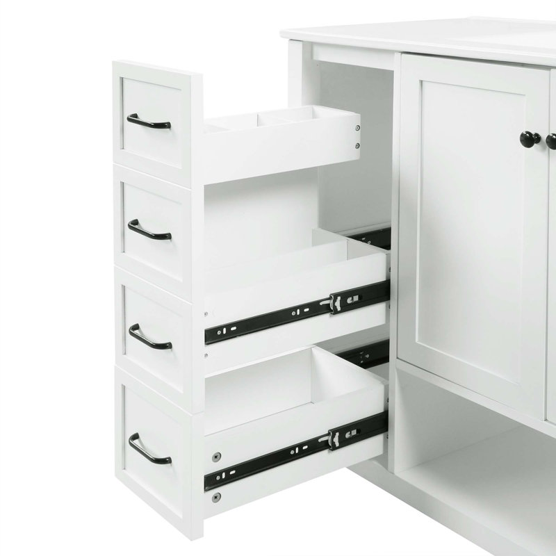 Meuble-lavabo sophistiqué avec plusieurs options de rangement et des matériaux de qualité supérieure