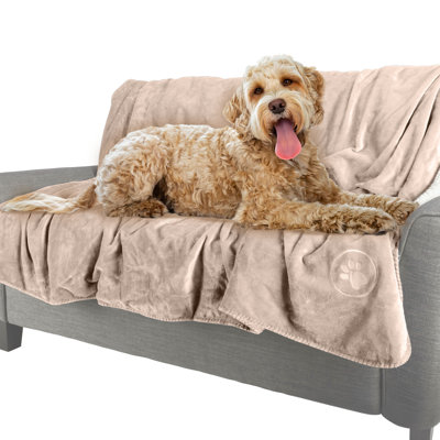 PETMAKER Water-Resistant Dog Blanket - 80x100-Inch Reversible Sherpa Blanket for Bed, Couch, Crate, or Car - Protection from Stains, Spills, Accidents, and Pet Fur - Machine Washable