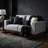 Roma Loveseat in Soft Grey Fabric with Wood Legs, 64"-123017695