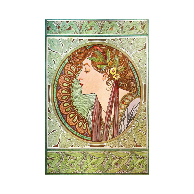 Laurier (1901) par Alphonse Mucha-impression, Pas de tapis, H 48 po x l 32 po x P 1,5 po, Toile tendue