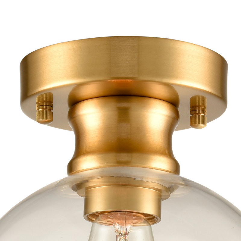 Modern Semi Flush Ceiling Light Globe Clear Glass Brass Fixture
