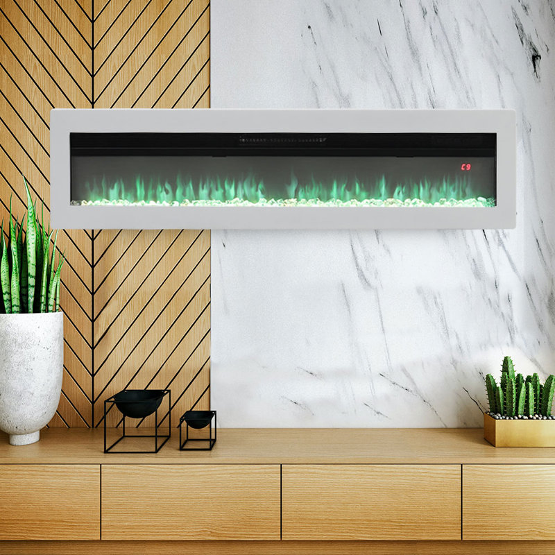 Wyndham Electric Inset Fire, White, 32.7cm H x 101.6cm W x 14.6cm D