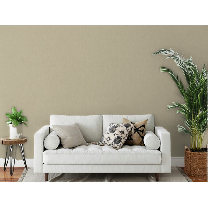 Eden Plain Linen Texture 33' L X 21" W Wallpaper Roll, White