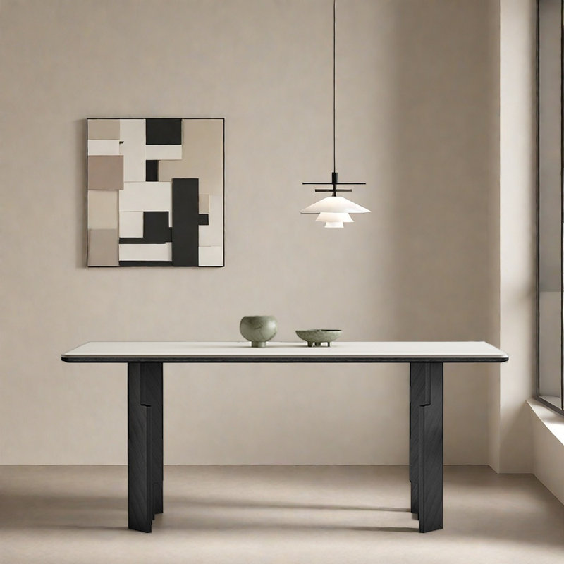 Table rétro en bois massif avec plateau inférieur, H 29,52 po x L 59,05 po x l 31,49 po