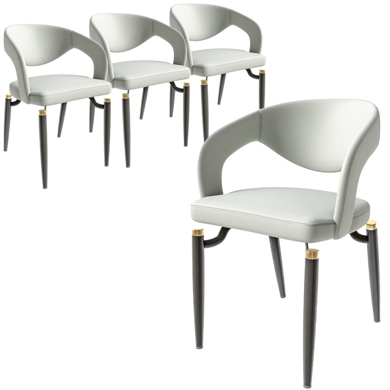 Dixfield Modern Faux Leather Dining Chair, High Back C-Frame Side Chair, Contemporary Upholstered Accent Seating with Chrome Metal Legs
