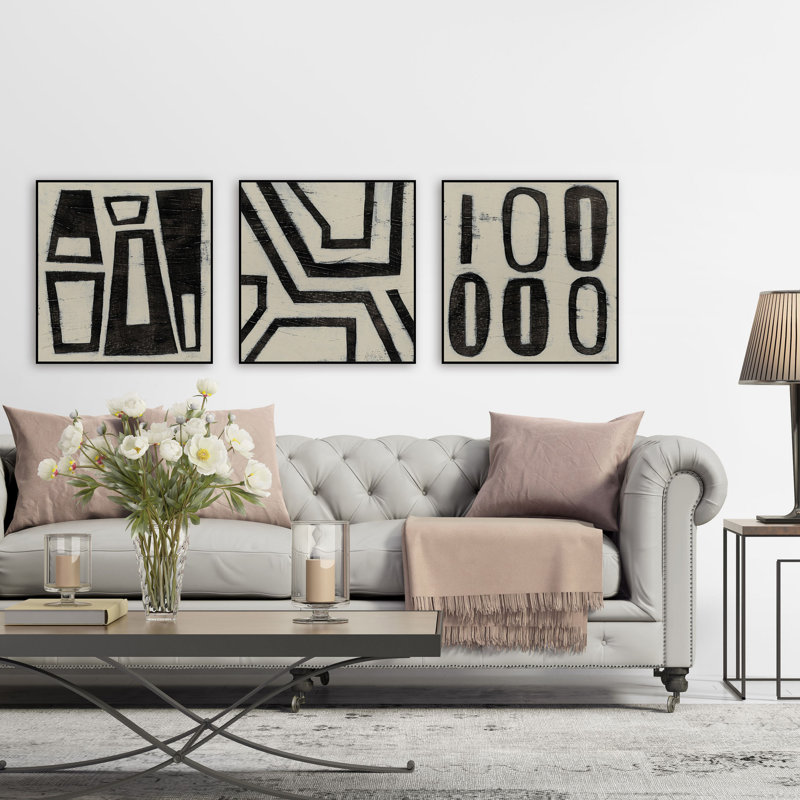Triptyque «Hieroglyph», H 16 po x l 16 po x L 1,5 po