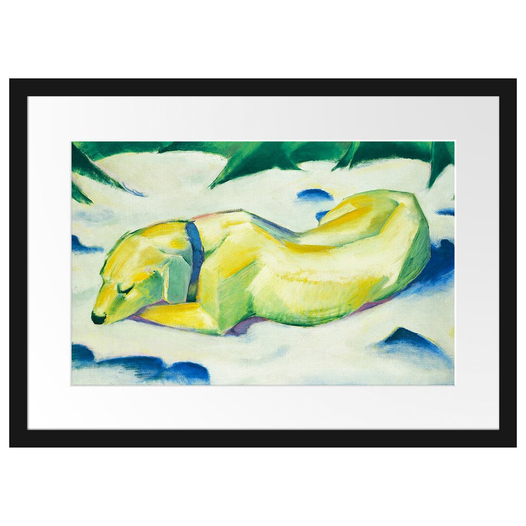 Gerahmter Kunstdruck Lying Dog in the Snow von Franz Marc