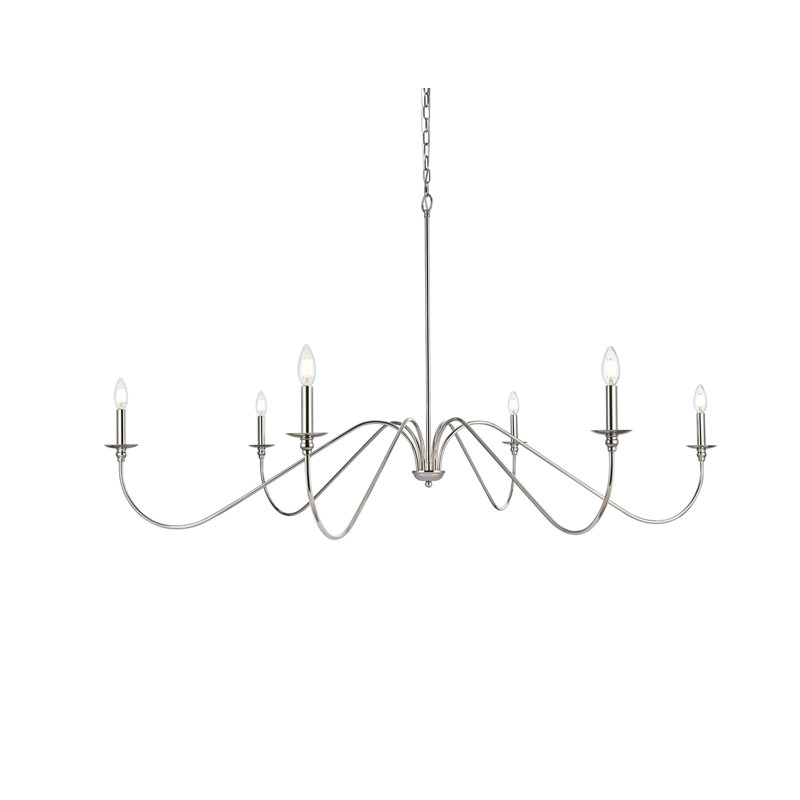 Sherree 6-Light Dimmable Chandelier, 31" H x 60" W x 60" D, Polished Nickel