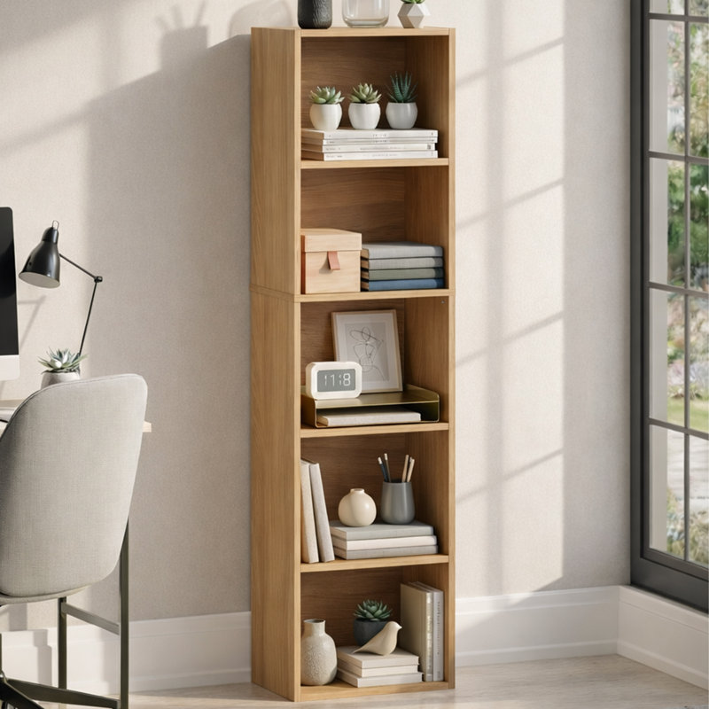 Gerardi 32cm W Standard Bookcase, Oak, 132 cm H x 32 cm W