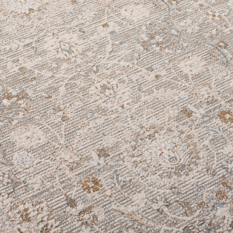 Power Loom Polyester Oriental Area Rug in Taupe/Ivory, Blue/Ivory, Rectangle 10' x 14'