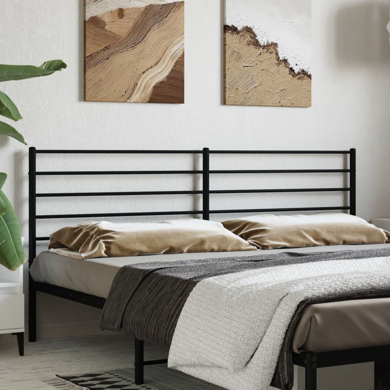 Durable Metal Headboard, Modern Style, Black, 76"