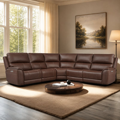 Canapé modulaire inclinable en cuir surdimensionné de 123 po à triple puissance inclinable avec soutien zéro 