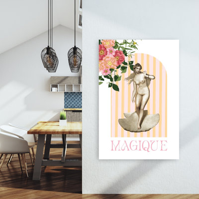 Arche florale classique de Vénus, onirique et élégante, rose, impression d'art mural de fleurs naturelles