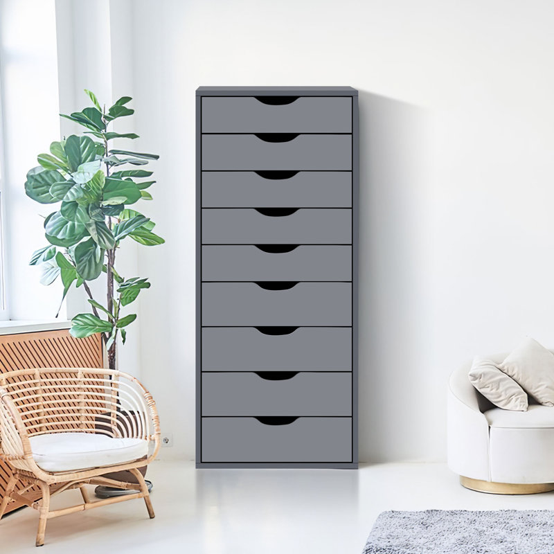 Tall Narrow 9-Drawer File Cabinet for Office Organization, 13.8" Wide Vertical Storage Tower with Smooth Glide Drawers, Strong Capacity for Documents & Supplies, Modern Space-Saving Design