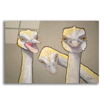 Epic Art 'Ostrich Ogling'  by Bebe Keith Acrylic Glass Wall Art, 24" x 16"