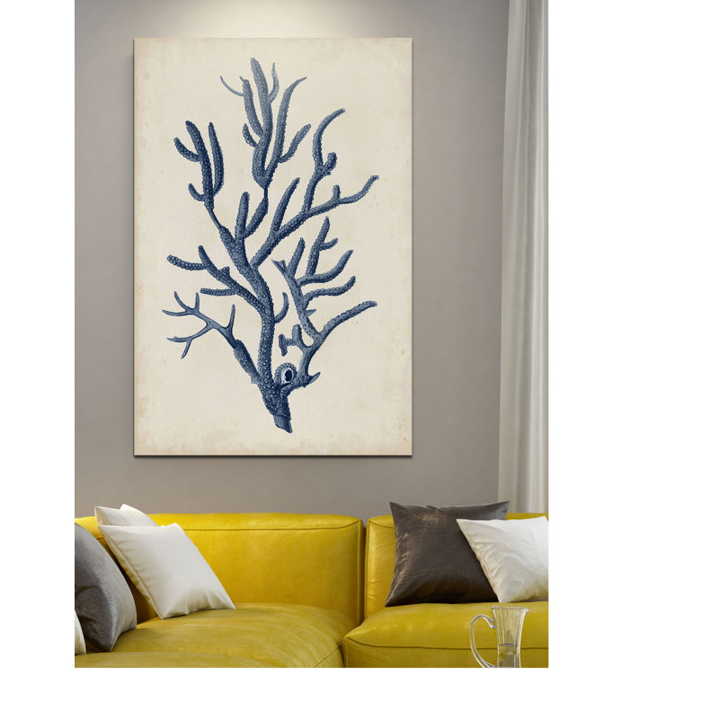 « indigo corail iv », impression, H 27 po x l 18 po x P 1,5 po, Toile tendue