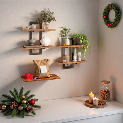 Ensemble de 2 tablettes de rangement murales à 2 niveaux