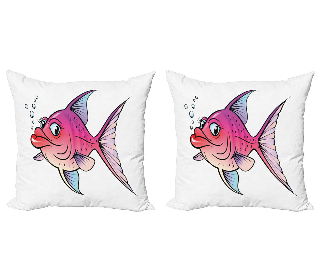 Kissenbezug, Cartoon Female Goldfish, Fisch, Pink Fuchsia