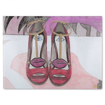 Lips Shoes Glass Chopping Board