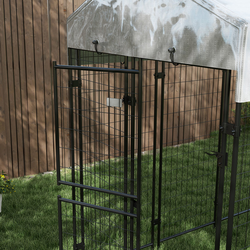 Large Outdoor Galvanized Steel Dog Kennel with Waterproof Cover