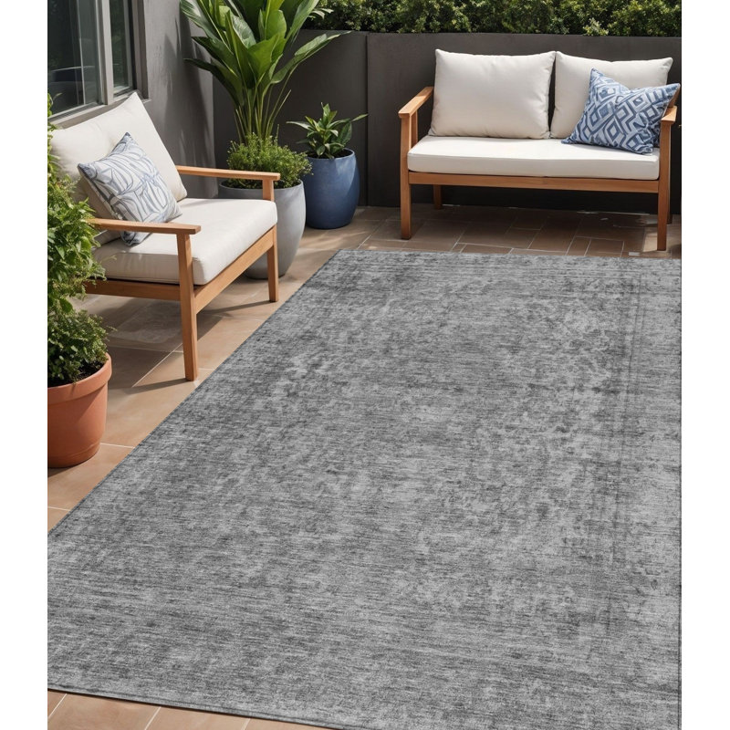Tapis intérieur gris lavable abstrait 5 pi x 8 pi