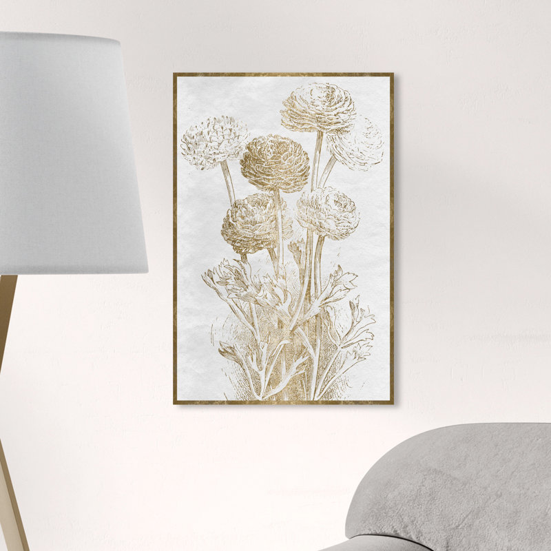 Dahlia et jonquille, croquis de bordure - impression, H 45 po x l 30 po, Toile tendue