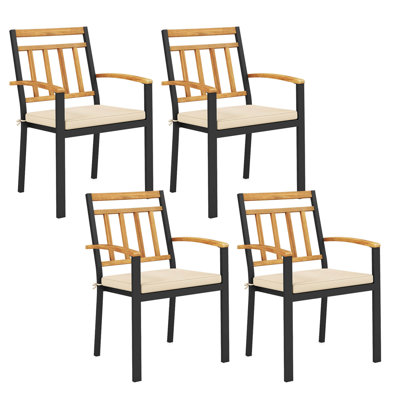 Patio Dining Chairs Set Of 4 Metal Outdoor Chairs With Removable Padded Cushions by Latitude Run